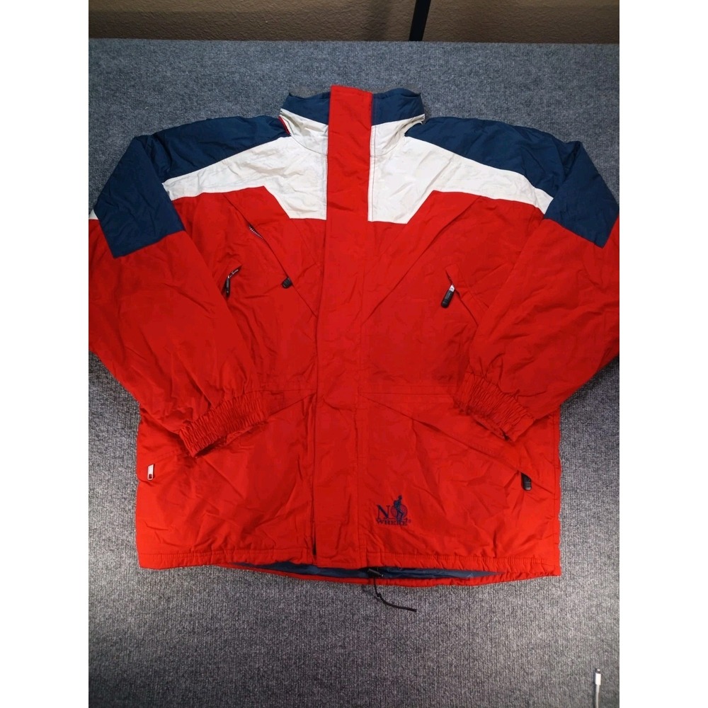 Vintage NO Where Breathable Ski Jacket Men L Red White Navy RECCO Rescue System
